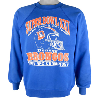 NFL (Trench) - Denver Broncos Spell-Out Crew Neck Sweatshirt 1987 Medium