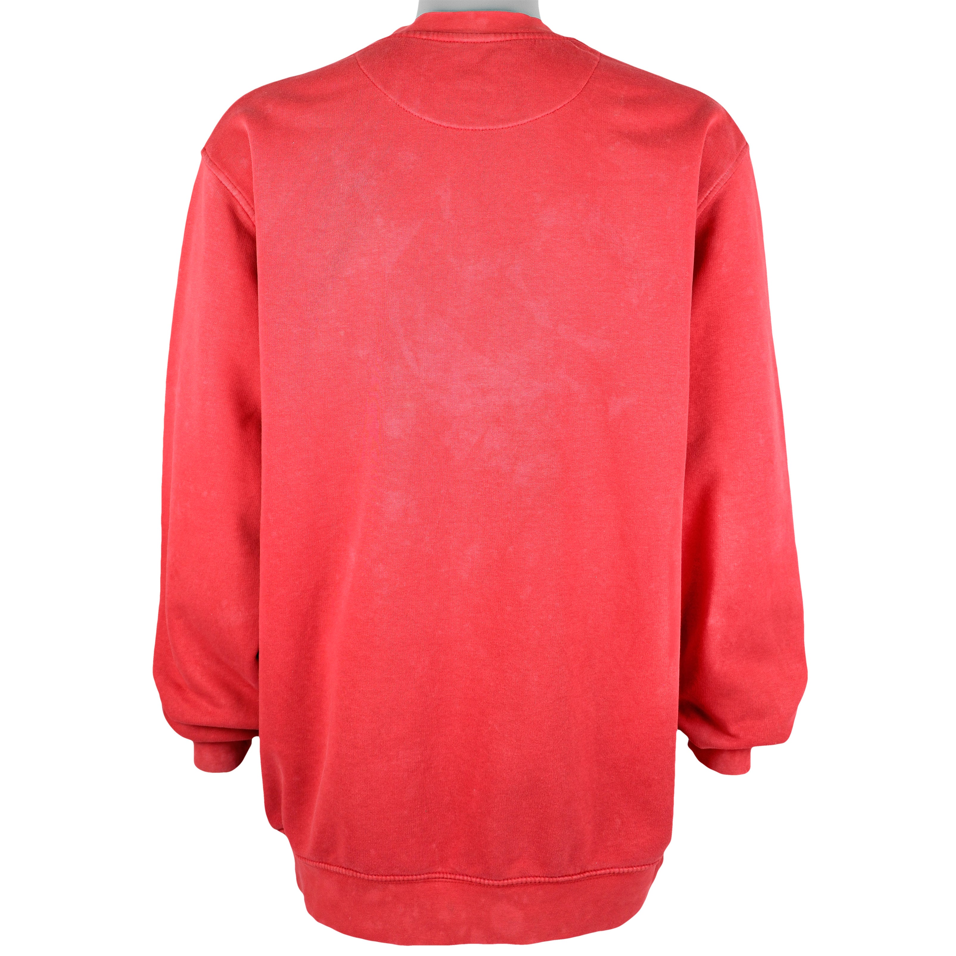 Nike - Red Big Spell-Out Crew Neck Sweatshirt 1990s Large Vintage Retro