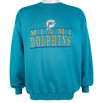 NFL (Logo 7) - Miami Dolphins Embroidered Sweatshirt 1990s Large