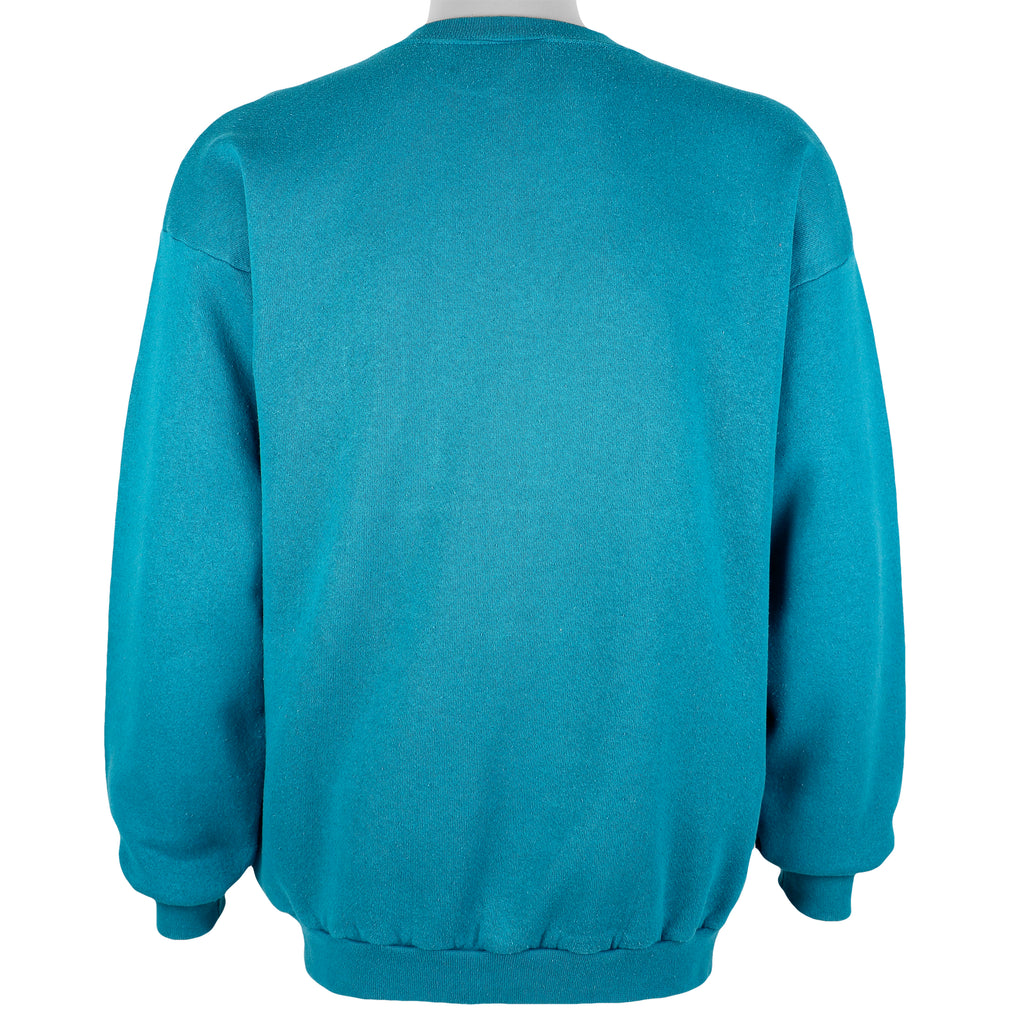 NFL (Logo 7) - Miami Dolphins Embroidered Sweatshirt 1990s Large Vintage Retro Football