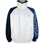 Nautica - Blue Spell-Out Reversible Jacket 1990s Large