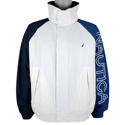 Nautica - Blue Spell-Out Reversible Jacket 1990s Large