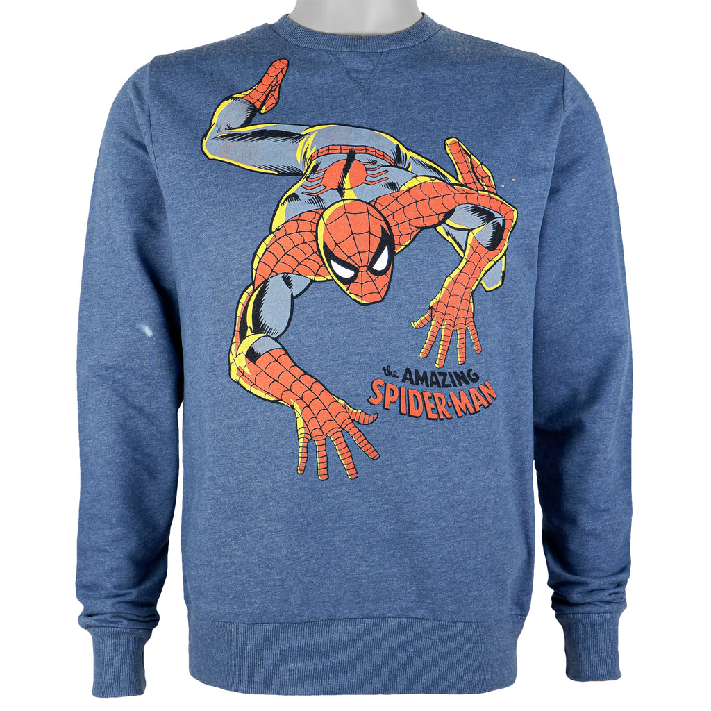 Marvel - Blue the Amazing Spider-Man Crew Neck Sweatshirt Medium Vintage Retro