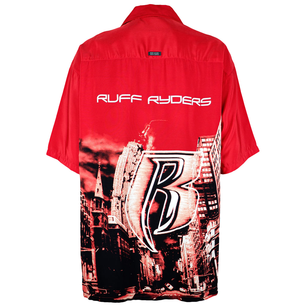 Vintage (Ruff Ryders) - Red Spell-Out Button Up T-Shirt 1990s XX-Large Vintage Retro