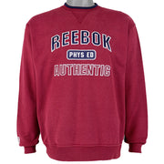 Reebok - Red Big Spell-Out Crew Neck Sweatshirt 1990s Medium Vintage Retro