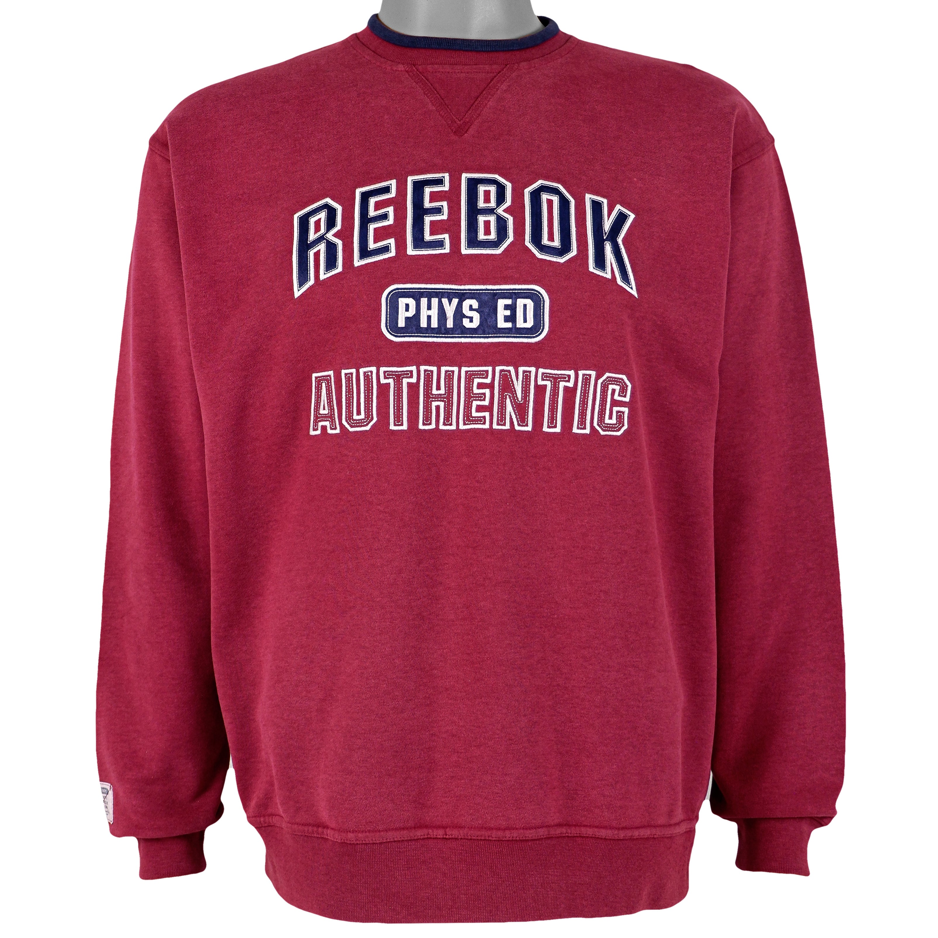 Reebok - Red Big Spell-Out Crew Neck Sweatshirt 1990s Medium Vintage Retro