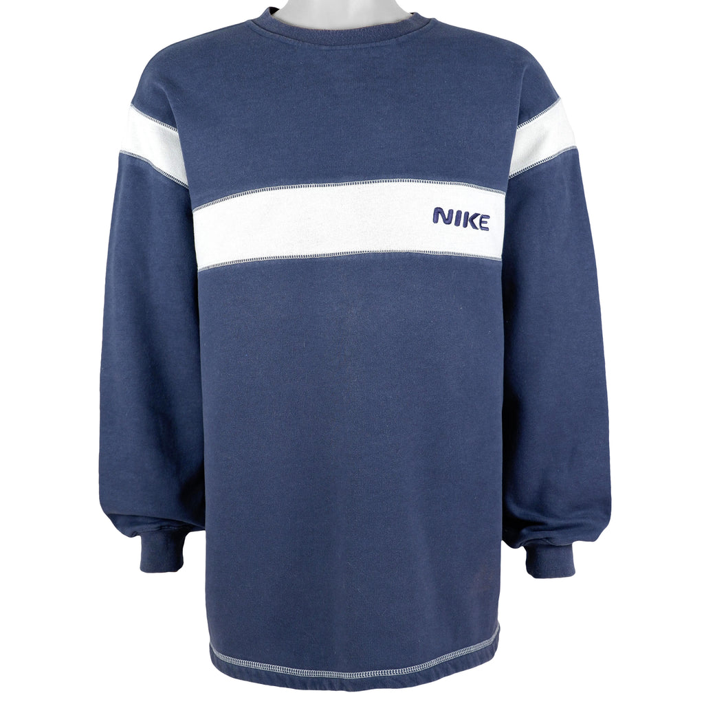 Nike - Blue Spell-Out Crew Neck Sweatshirt 1990s X-Large Vintage Retro
