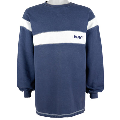 Nike - Blue Spell-Out Crew Neck Sweatshirt 1990s X-Large