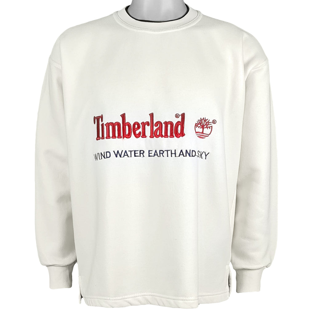 Timberland - Wind, Water, Earth & Sky Embroidered Sweatshirt 1990s Medium Vintage Retro