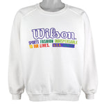 Wilson - White Big Spell-Out Crew Neck Sweatshirt 1990s Large Vintage Retro