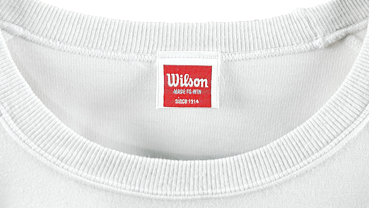 Wilson - White Big Spell-Out Crew Neck Sweatshirt 1990s Large Vintage Retro