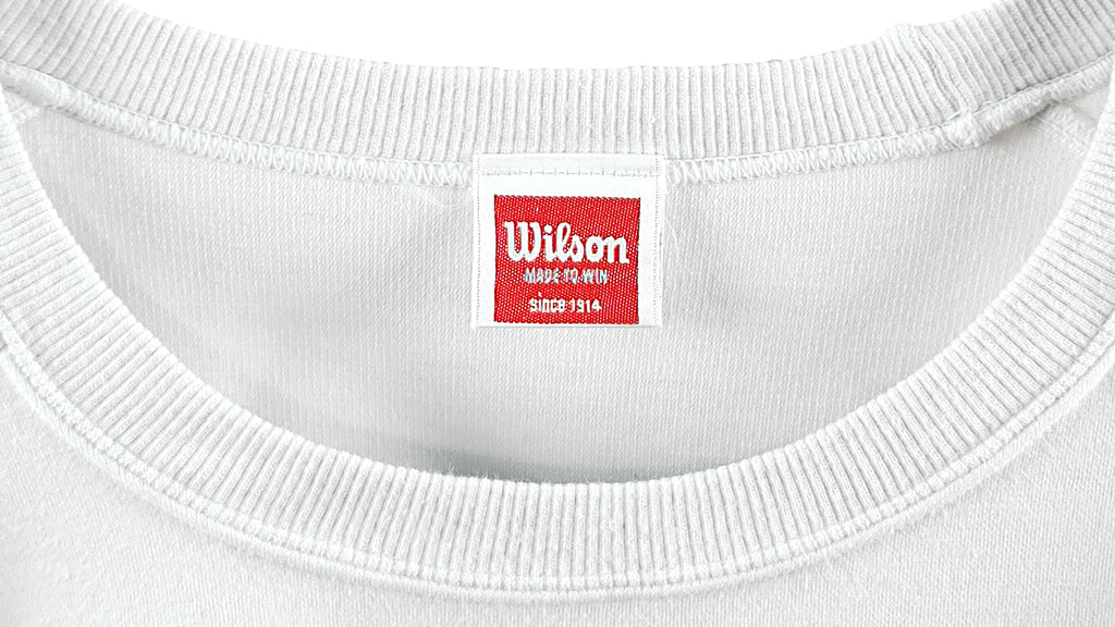 Wilson - White Big Spell-Out Crew Neck Sweatshirt 1990s Large Vintage Retro