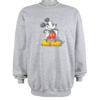 Disney - Grey Mickey Crew Neck Sweatshirt 1990s X-Large Vintage Retro