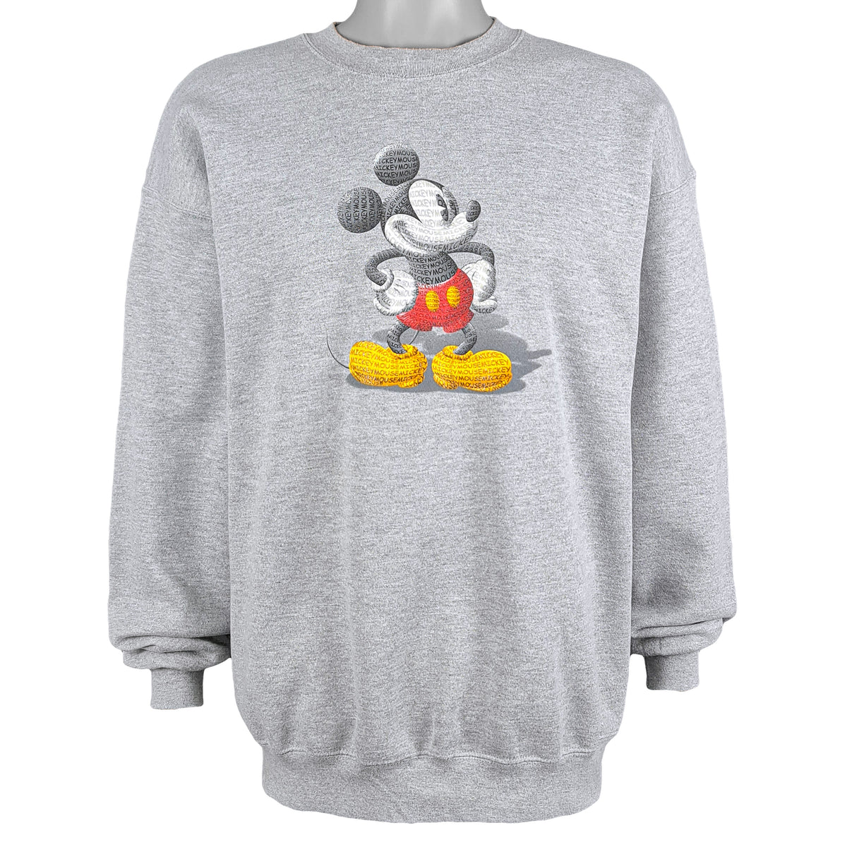 Disney - Grey Mickey Crew Neck Sweatshirt 1990s X-Large Vintage Retro
