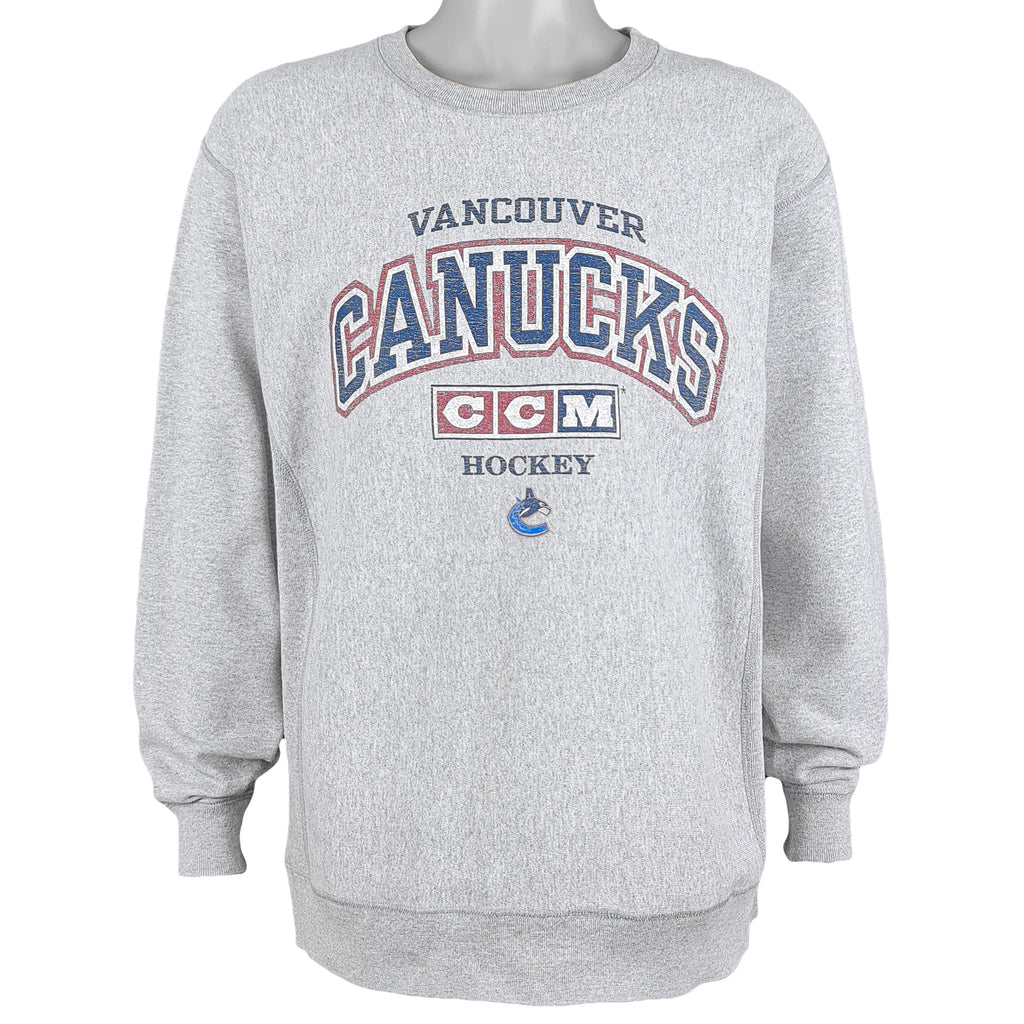 NHL (CCM) - Vancouver Canucks Crew Neck Sweatshirt 1990s X-Large Vintage Retro Hockey