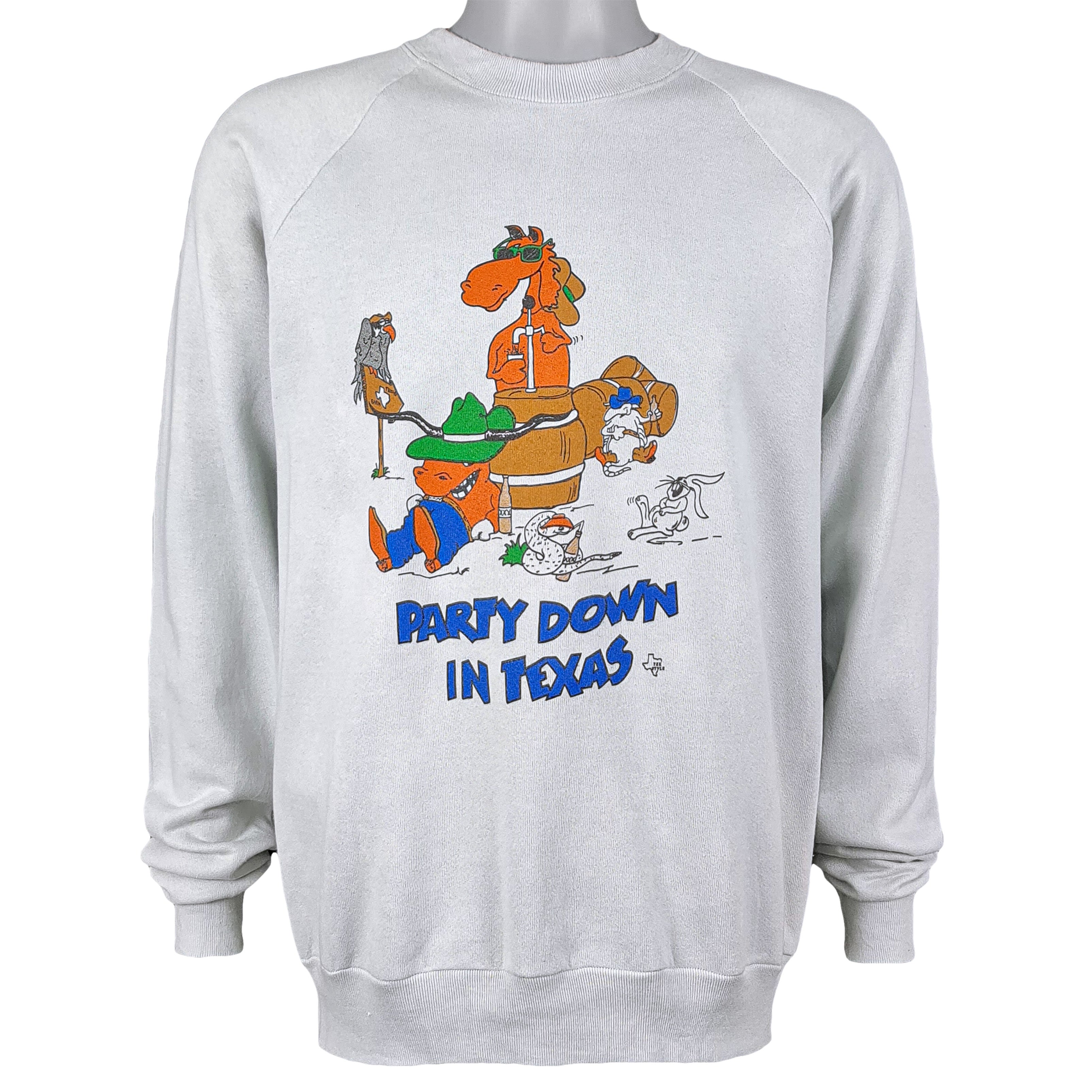 Vintage - Party Down in Texas Crew Neck Sweatshirt 1990s X-Large Vintage Retro