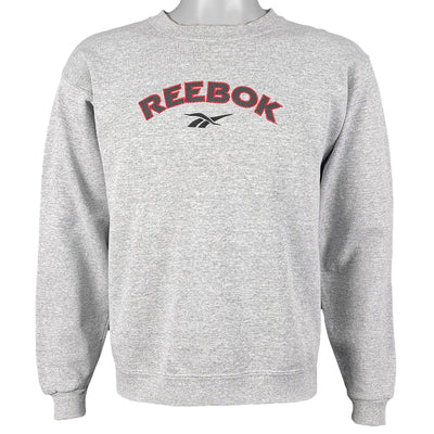 Reebok - Grey Spell-Out Crew Neck Sweatshirt 1990s Medium
