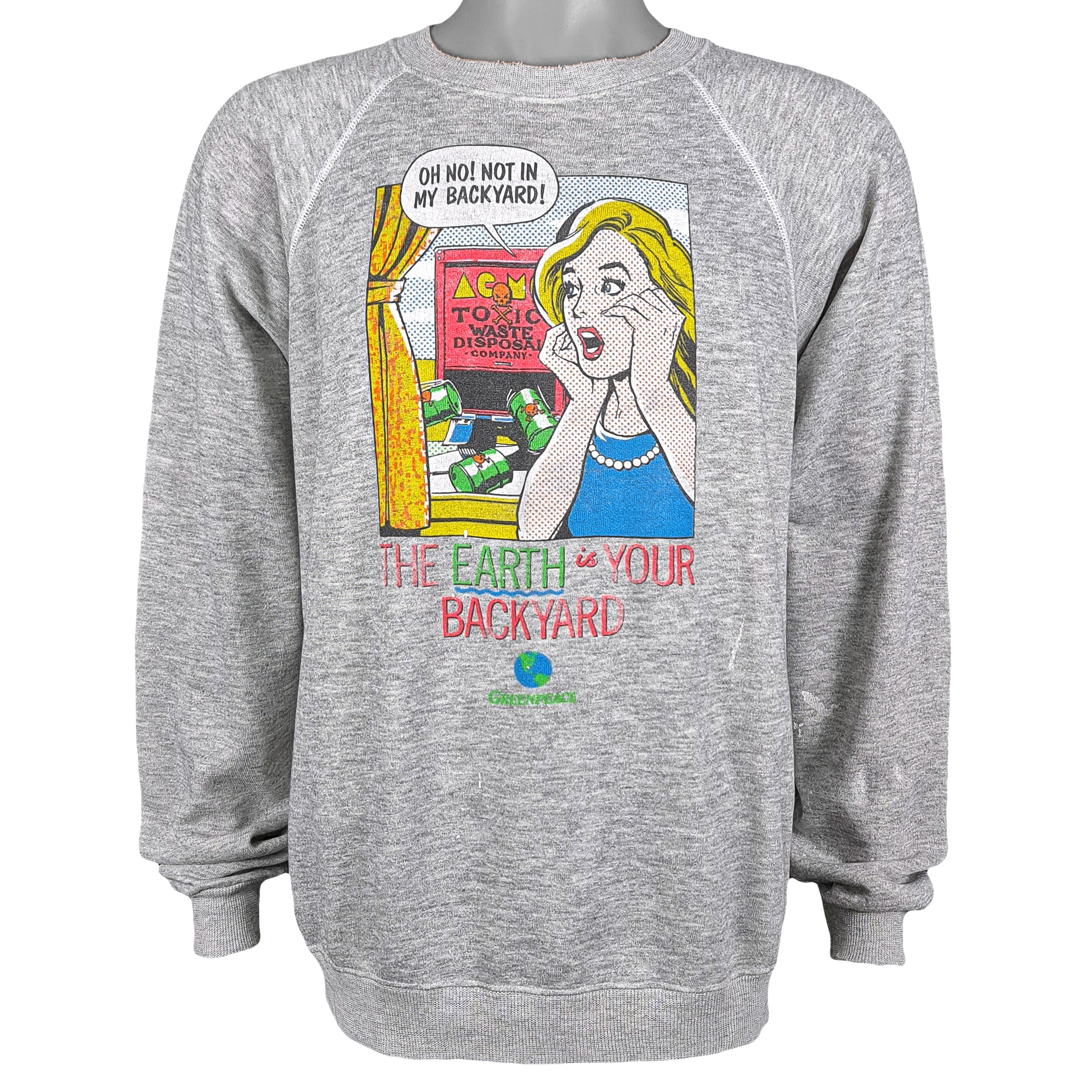 Vintage (Hanes) - The Earth is Your Backyard Crew Neck Sweatshirt 1990s X-Large Vintage Retro