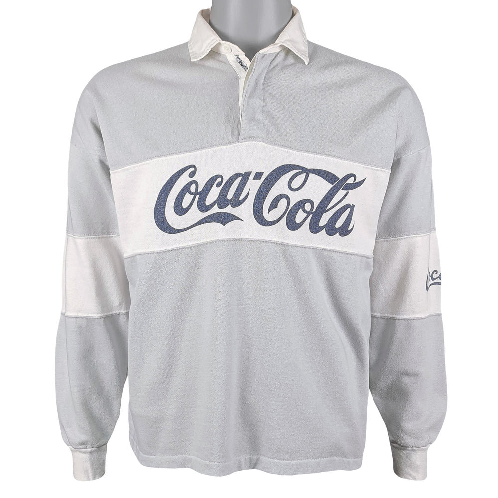 Vintage (Coca-Cola) - Spell-Out Polo Sweatshirt 1990s Medium Vintage Retro