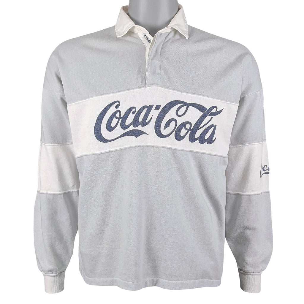 Vintage (Coca-Cola) - Spell-Out Polo Sweatshirt 1990s Medium Vintage Retro