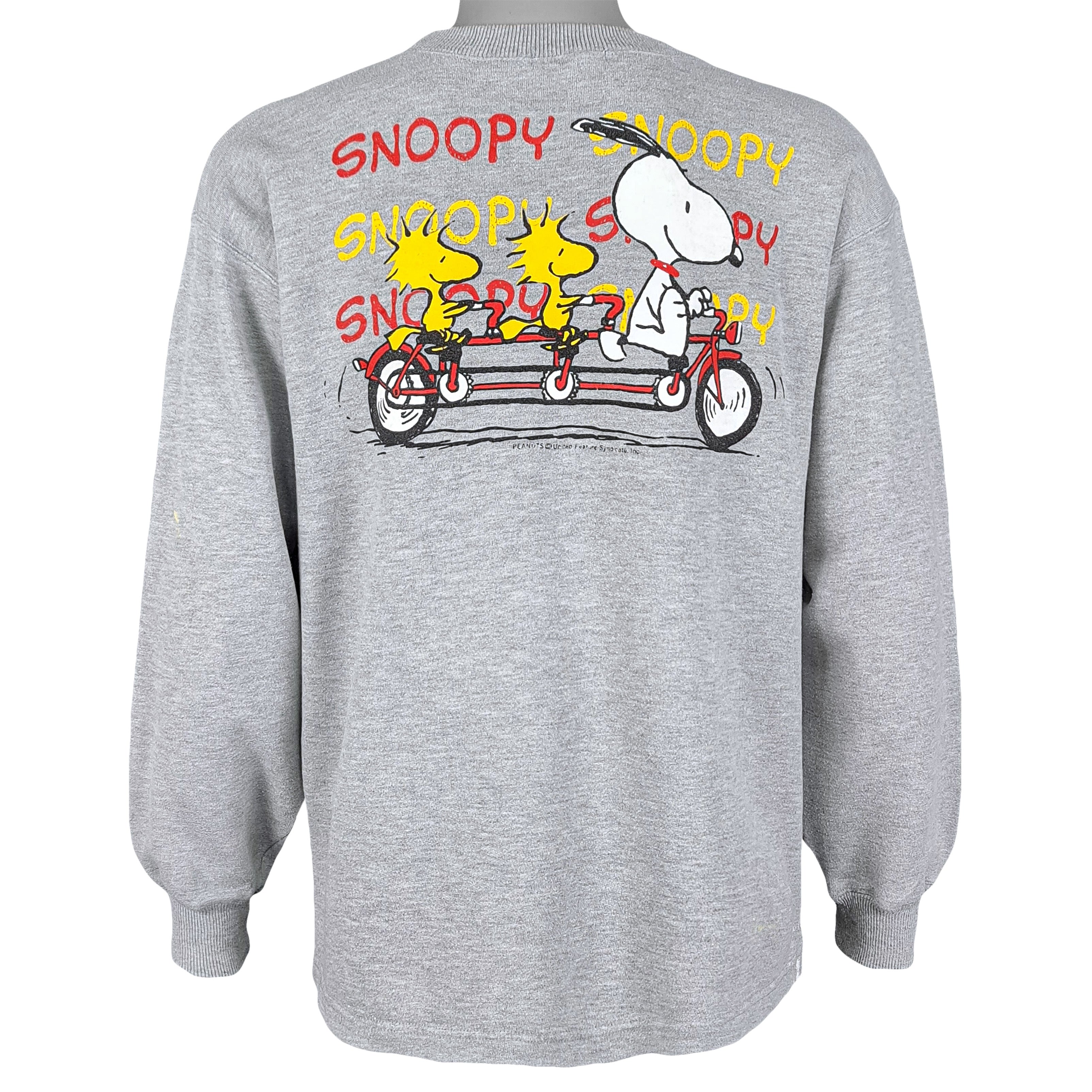 Vintage (Peanuts) - Snoopy Spell-Out Crew Neck Sweatshirt 1990s Large Vintage Retro