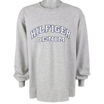 Tommy Hilfiger - Grey Spell-Out Crew Neck Sweatshirt 1990s XX-Large Vintage Retro