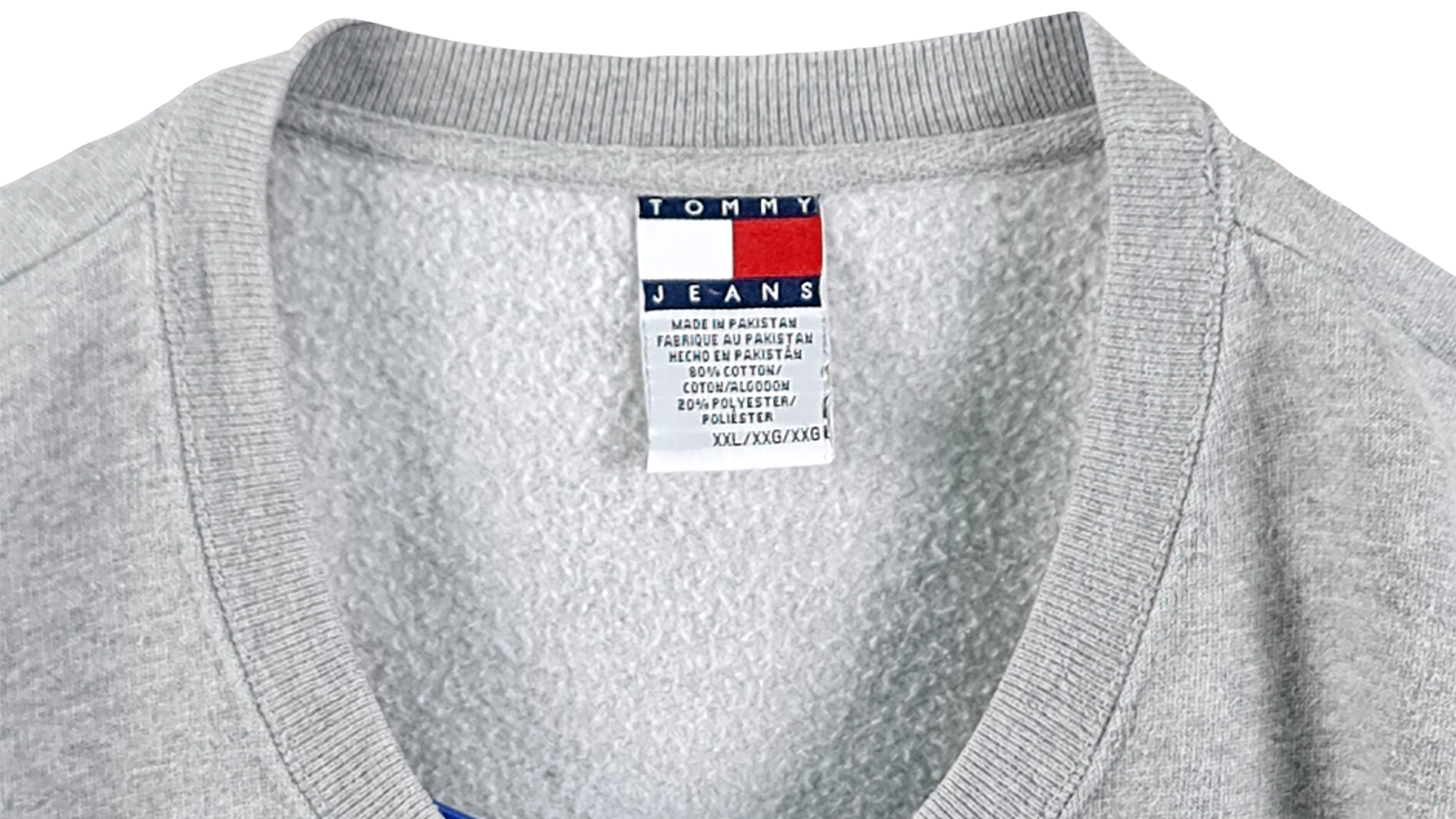 Tommy Hilfiger - Grey Spell-Out Crew Neck Sweatshirt 1990s XX-Large Vintage Retro