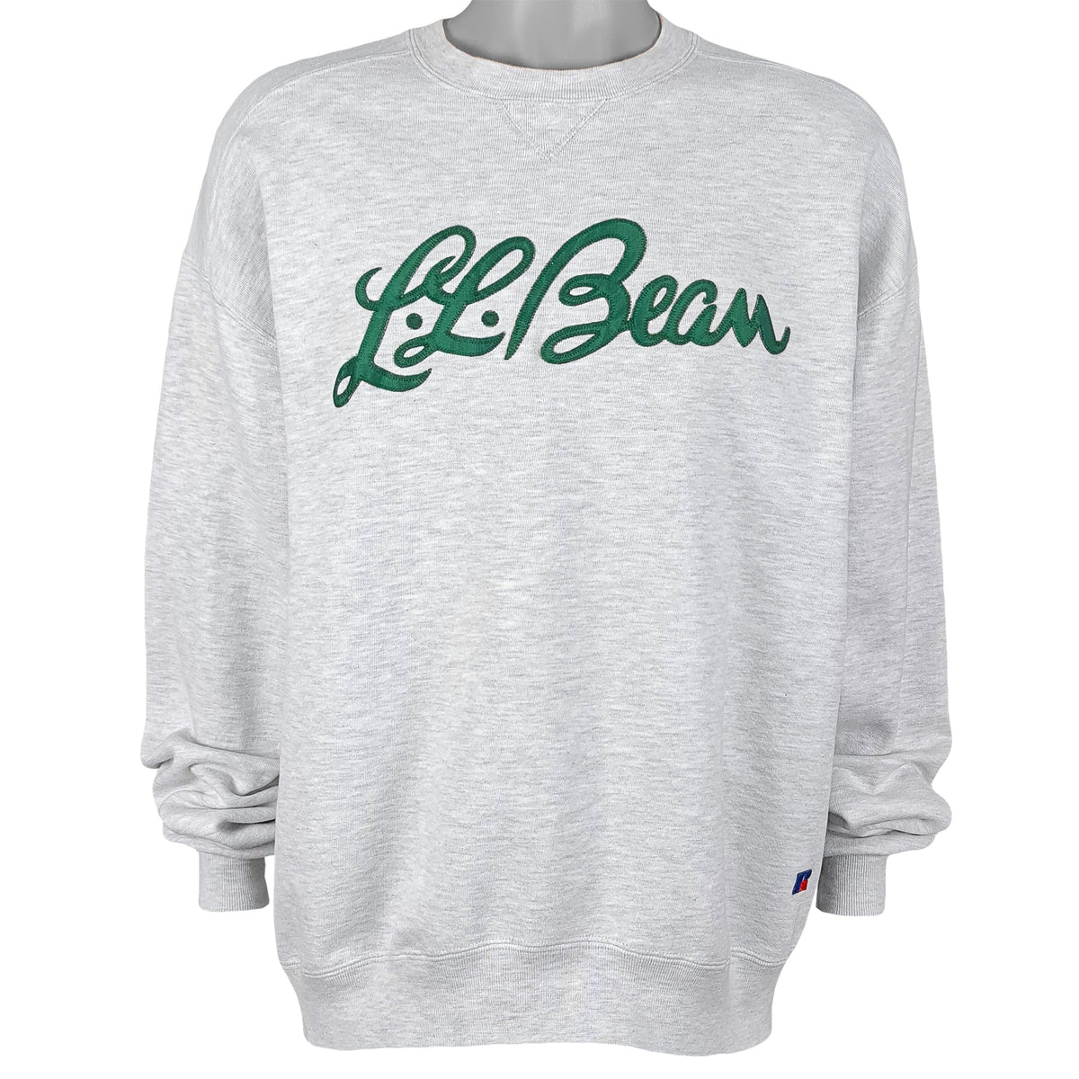 LL Bean -  Grey Spell-Out Crew Neck Sweatshirt 1990s X-Large Vintage Retro