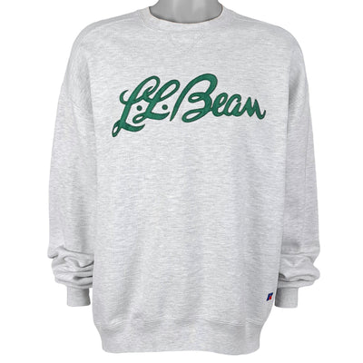 LL Bean - Grey Spell-Out Crew Neck Sweatshirt 1990s X-Large