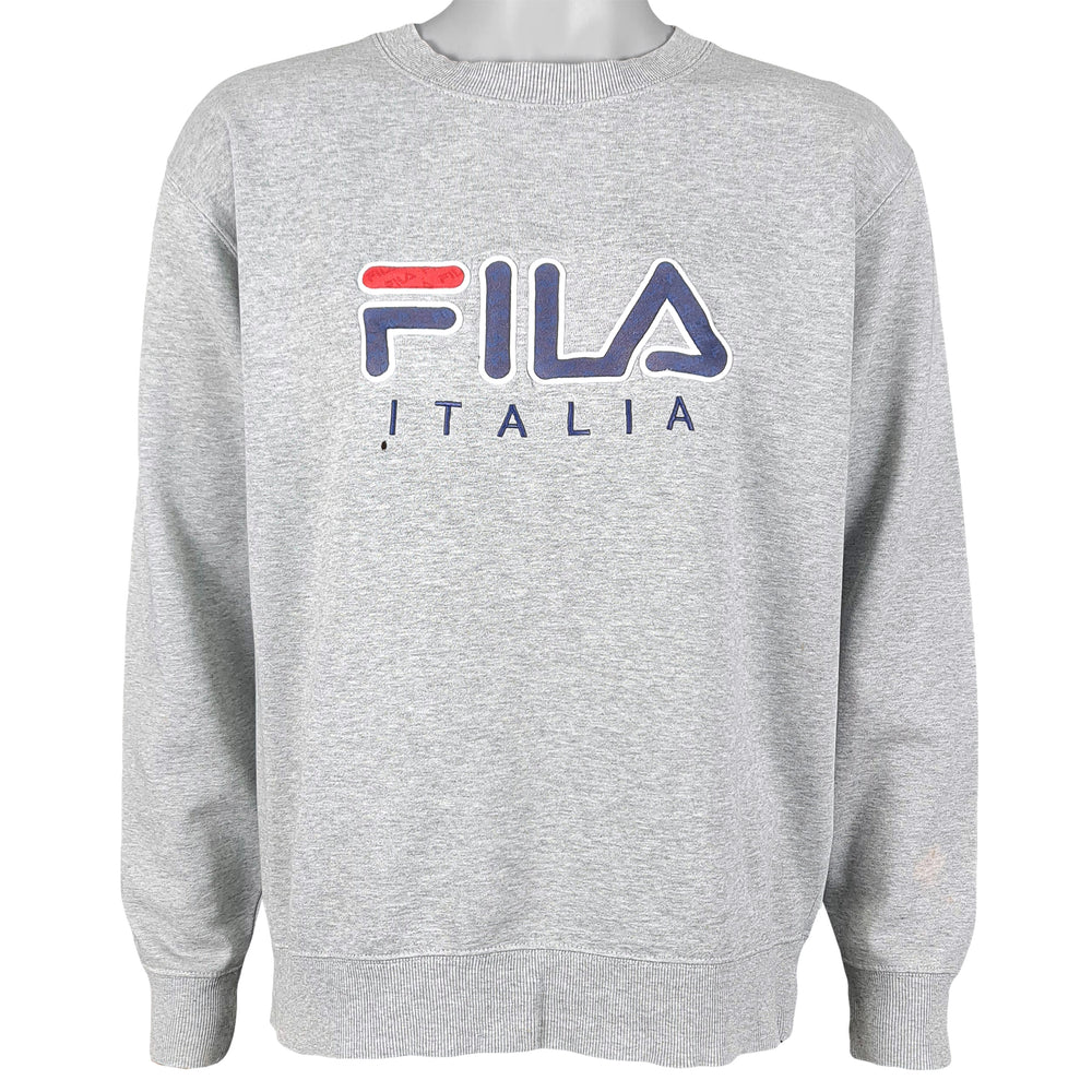 Fila - Grey Spell-Out Crew Neck Sweatshirt 1990s X-Large Vintage Retro