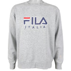 Fila - Grey Spell-Out Crew Neck Sweatshirt 1990s X-Large Vintage Retro