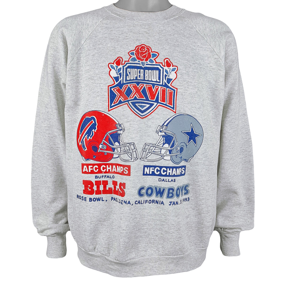 NFL - Super Bowl XXVII Bills VS Cowboys Crew Neck Sweatshirt 1993 X-Large Vintage Retro Football