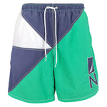 Nautica - Green with Blue & White Swim Shorts 1990s X-Large