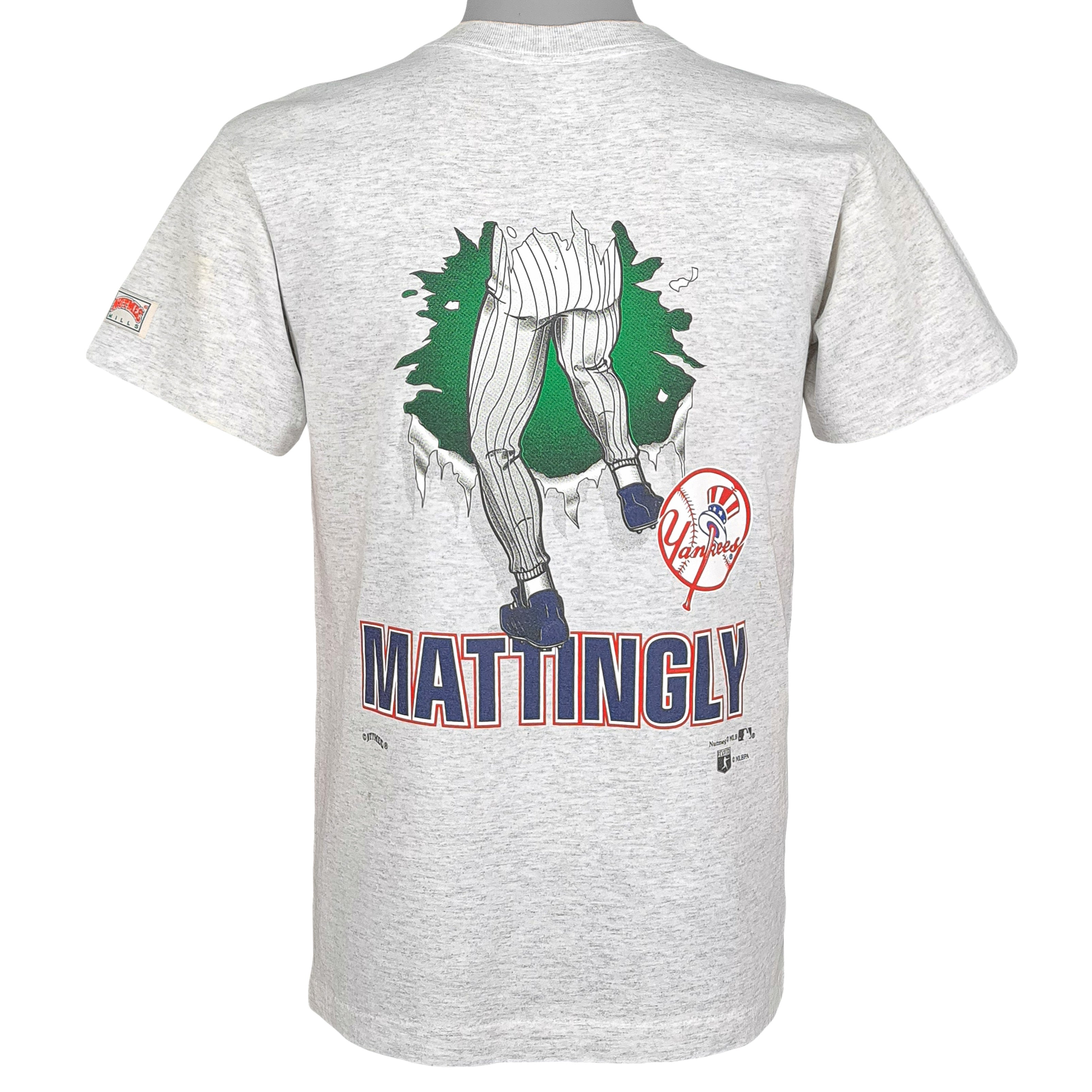 Vintage All Sport MLB Don Mattingly New York Yankees T-Shirt White L Tee USA