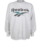 Reebok - Grey Spell-Out Crew Neck Sweatshirt 1990s X-Large Vintage Retro