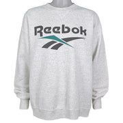 Reebok - Grey Spell-Out Crew Neck Sweatshirt 1990s X-Large Vintage Retro