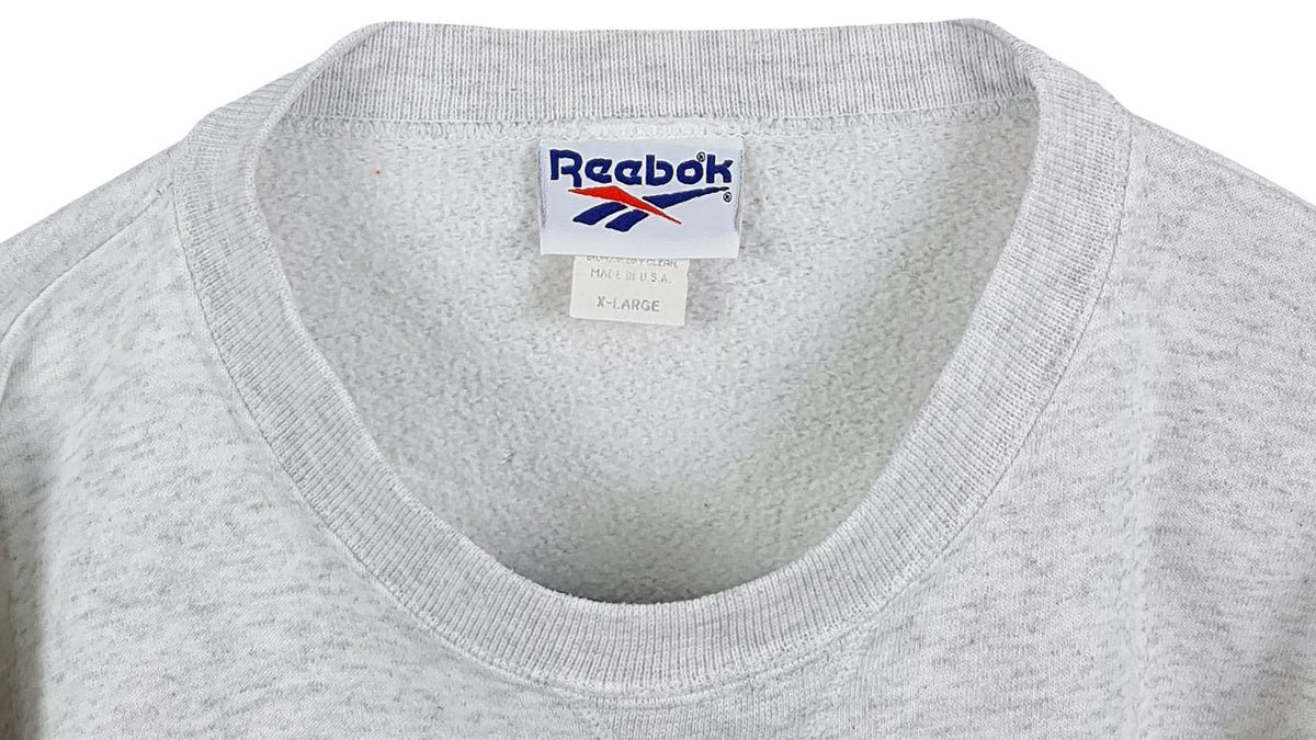 Reebok - Grey Spell-Out Crew Neck Sweatshirt 1990s X-Large Vintage Retro