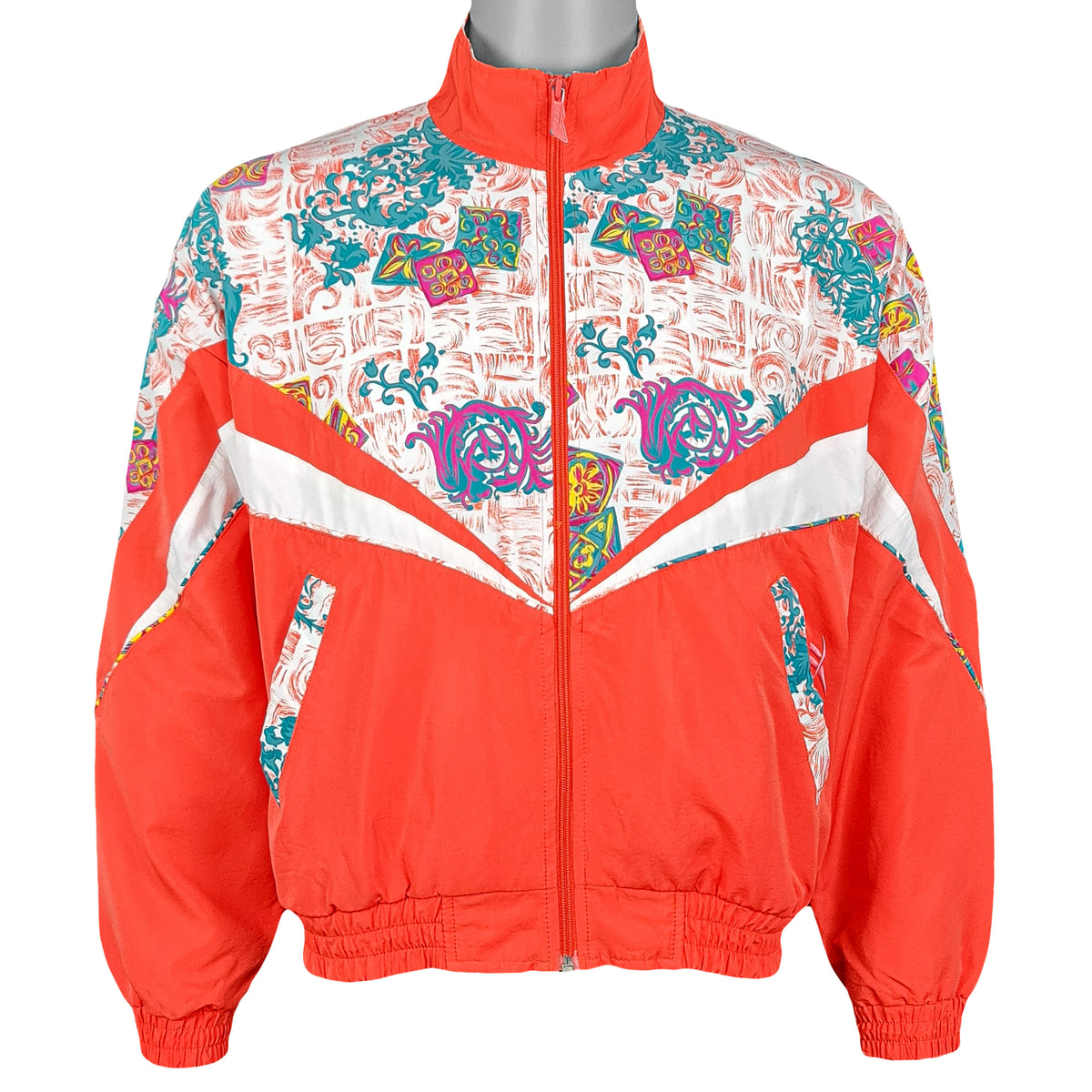 Reebok - Colorful Patterned Windbreaker 1980s Small Vintage Retro