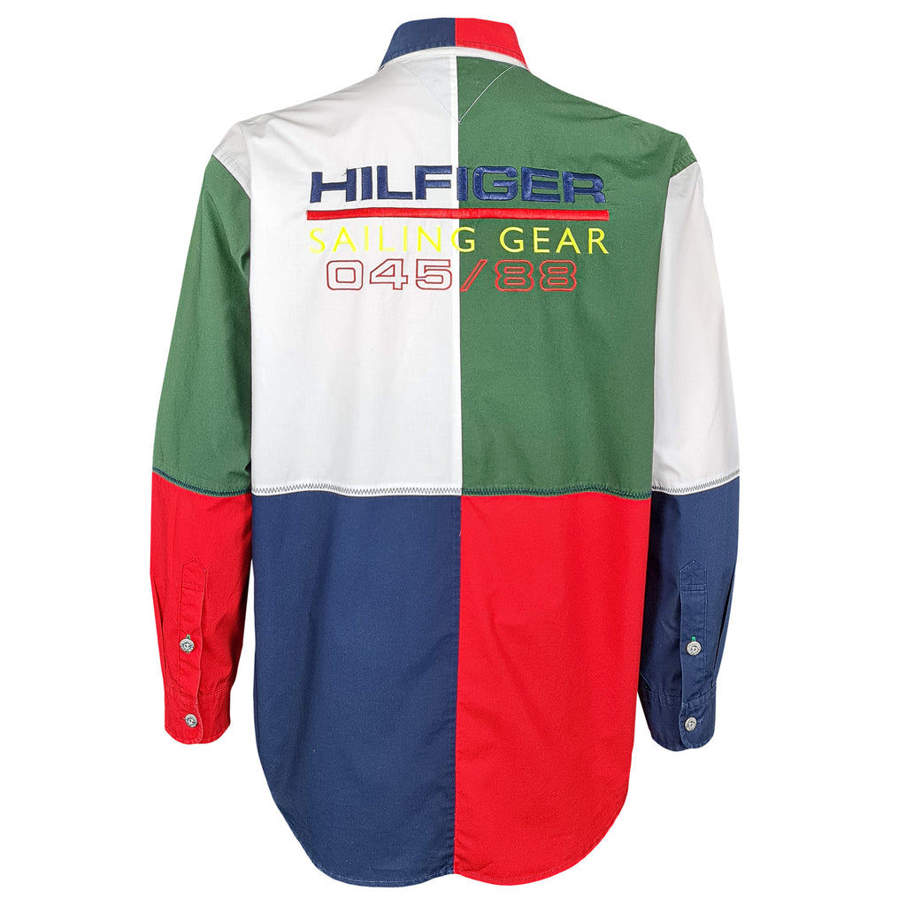 Tommy Hilfiger - Sailing Gear 045/88 Long Sleeved Shirt 1990s Large Vintage Retro