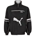 Puma - Black & Grey Reversible Spell-Out Windbreaker 1990s Medium Vintage Retro 