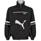 Puma - Black & Grey Reversible Spell-Out Windbreaker 1990s Medium Vintage Retro 