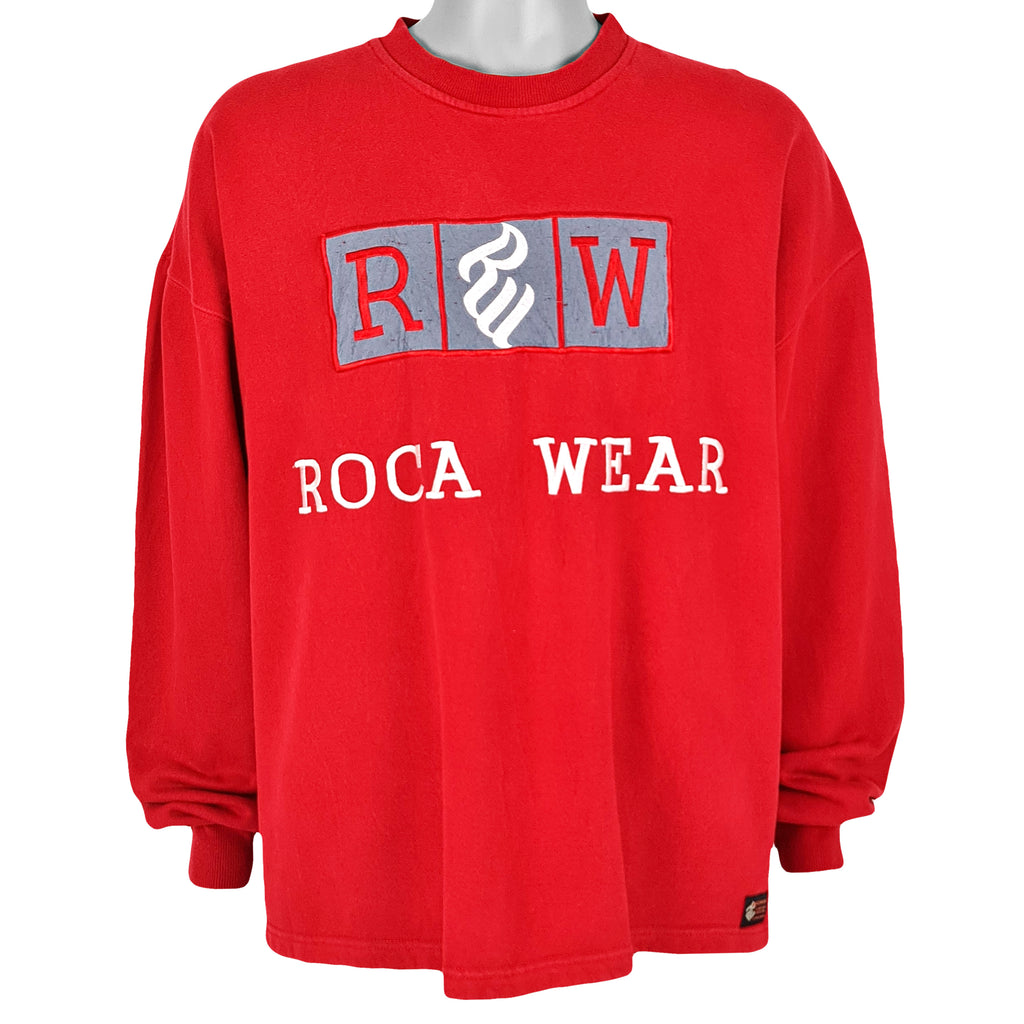 Vintage (Roca Wear) - Red Spell-Out Crew Neck Sweatshirt X-Large Vintage Retro