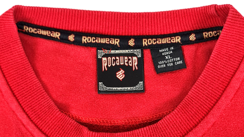 Vintage (Roca Wear) - Red Spell-Out Crew Neck Sweatshirt X-Large Vintage Retro