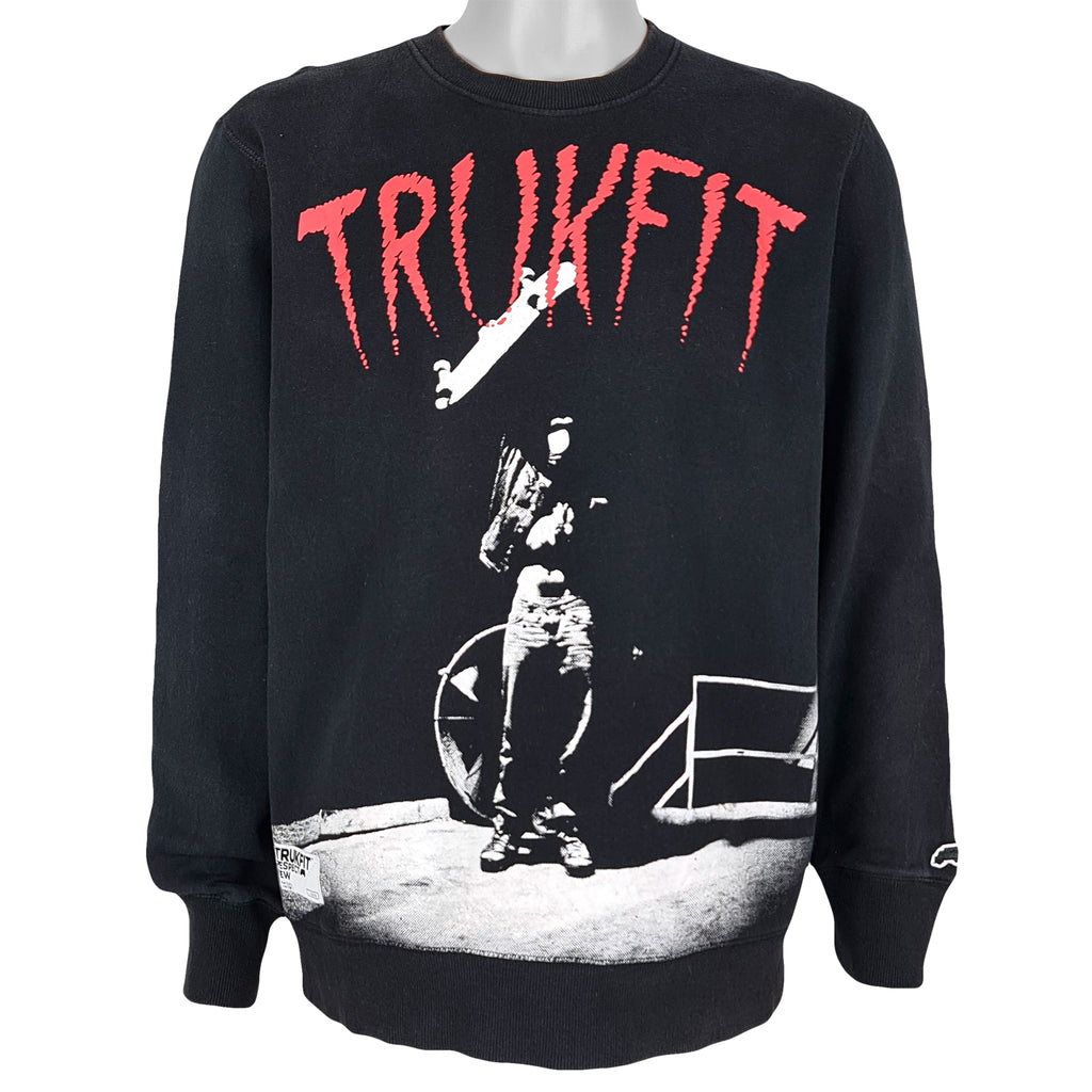 Vintage - Black TRUKFIT Crew Neck Sweatshirt 2000S Large vINTAGE rETRO