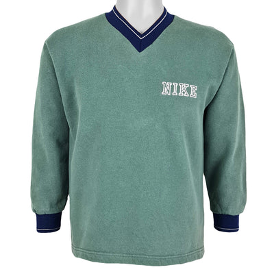 Nike - Green Spell-Out V-Neck Sweatshirt 1990s Large