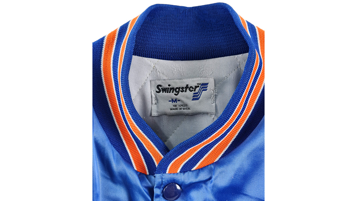 MLB (Swingster) - New York Met Spell-Out Jackets 1990s Medium Vintage Retro Baseball