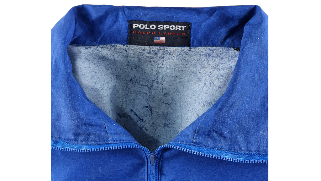 Ralph Lauren (Polo) - Blue Spell-Out 1/4 Zip Pullover 1990s X-Large Vintage Retro