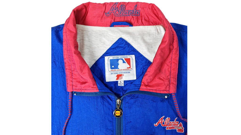 MLB - Atlanta Braves Spell-Out Windbreaker 1990s Large Vintage Retro Baseball