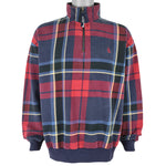 Nautica - Green 1/4 Zip Plaid Sweatshirt 1990s X-Large