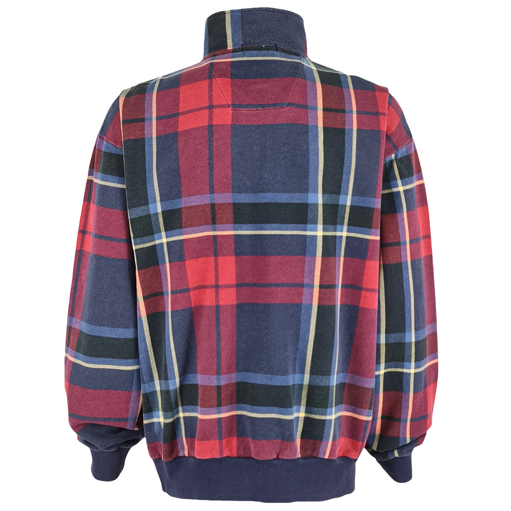 Nautica - Green 1/4 Zip Plaid Sweatshirt 1990s X-Large Vintage Retro